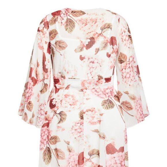 City Chic Women's Maxi Dress Size14 Allover Party Floral Print Hi-Lo Wrap Style - Picture 6 of 6